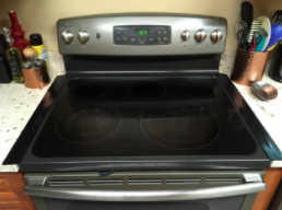 overall pic of a stove top with the strips in place and blending in with the convection stove top
