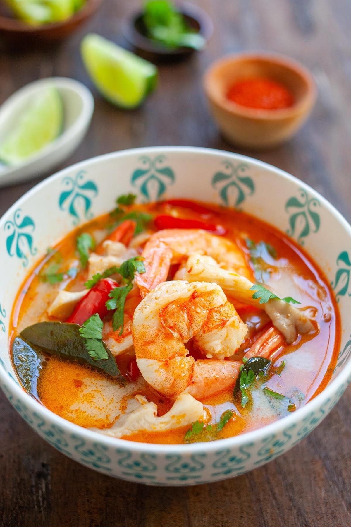 A bowl of tom yum soup