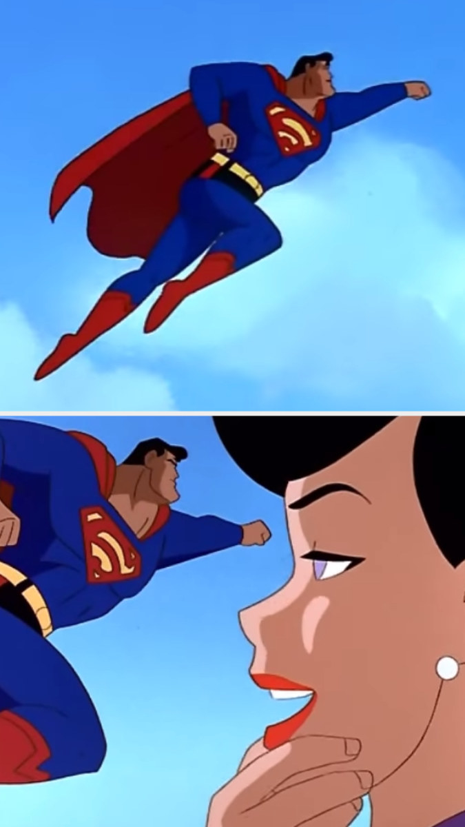 Lois appreciativley looks at Superman&#x27;s picture while her hand cups her chin