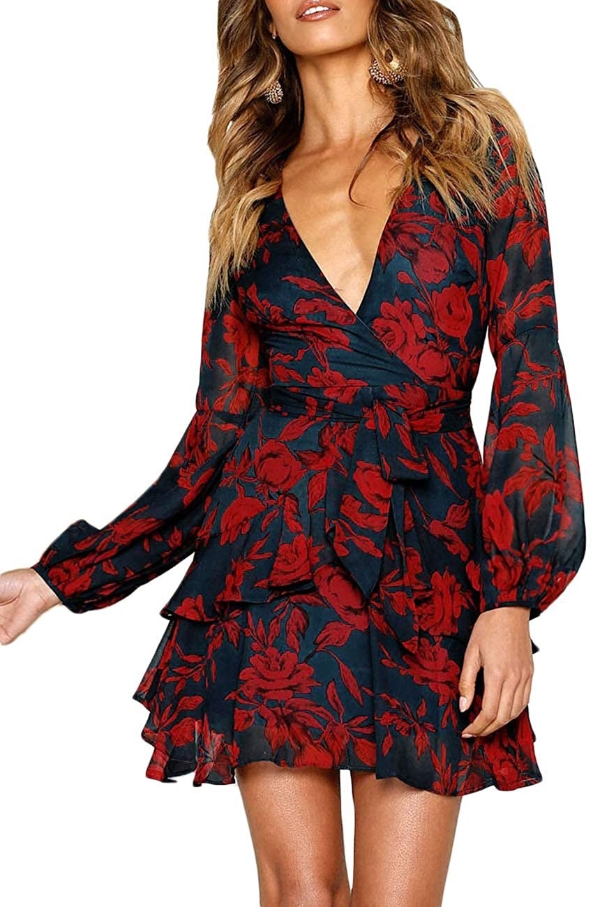 Opinionated Womens Casual Floral Printed Long Maxi Dress with Pockets Casual Loose Beach Dress 