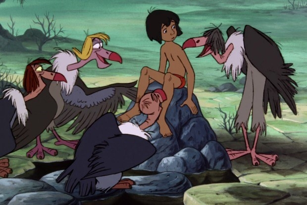 A screenshot of the vultures and Mowgli