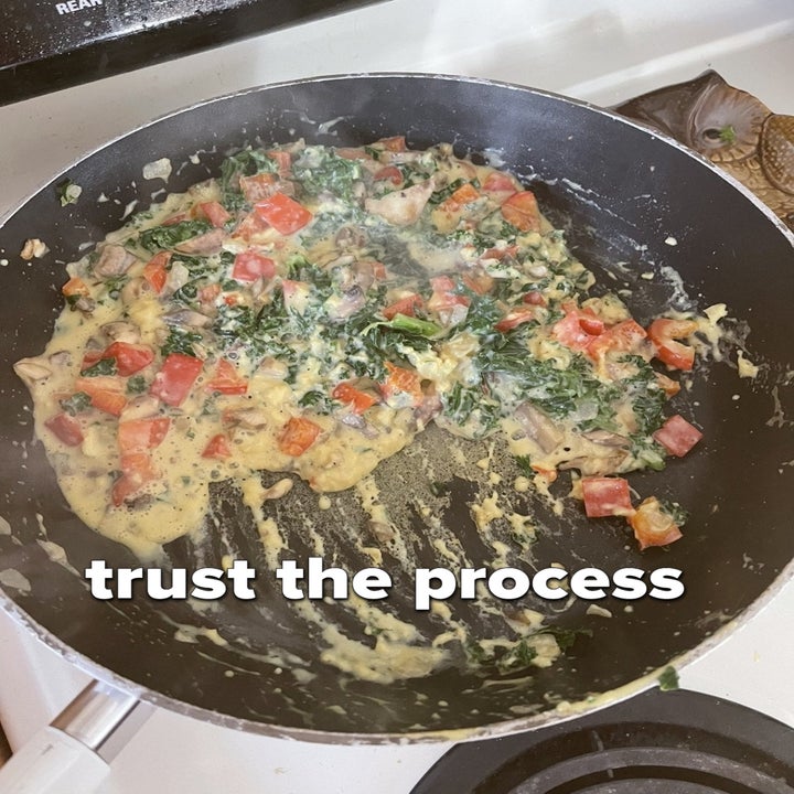 The recipe in a pan being cooked