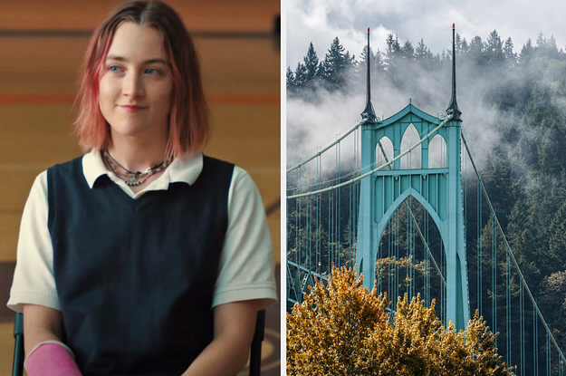 On the left, Saoirse Ronan as Lady Bird in