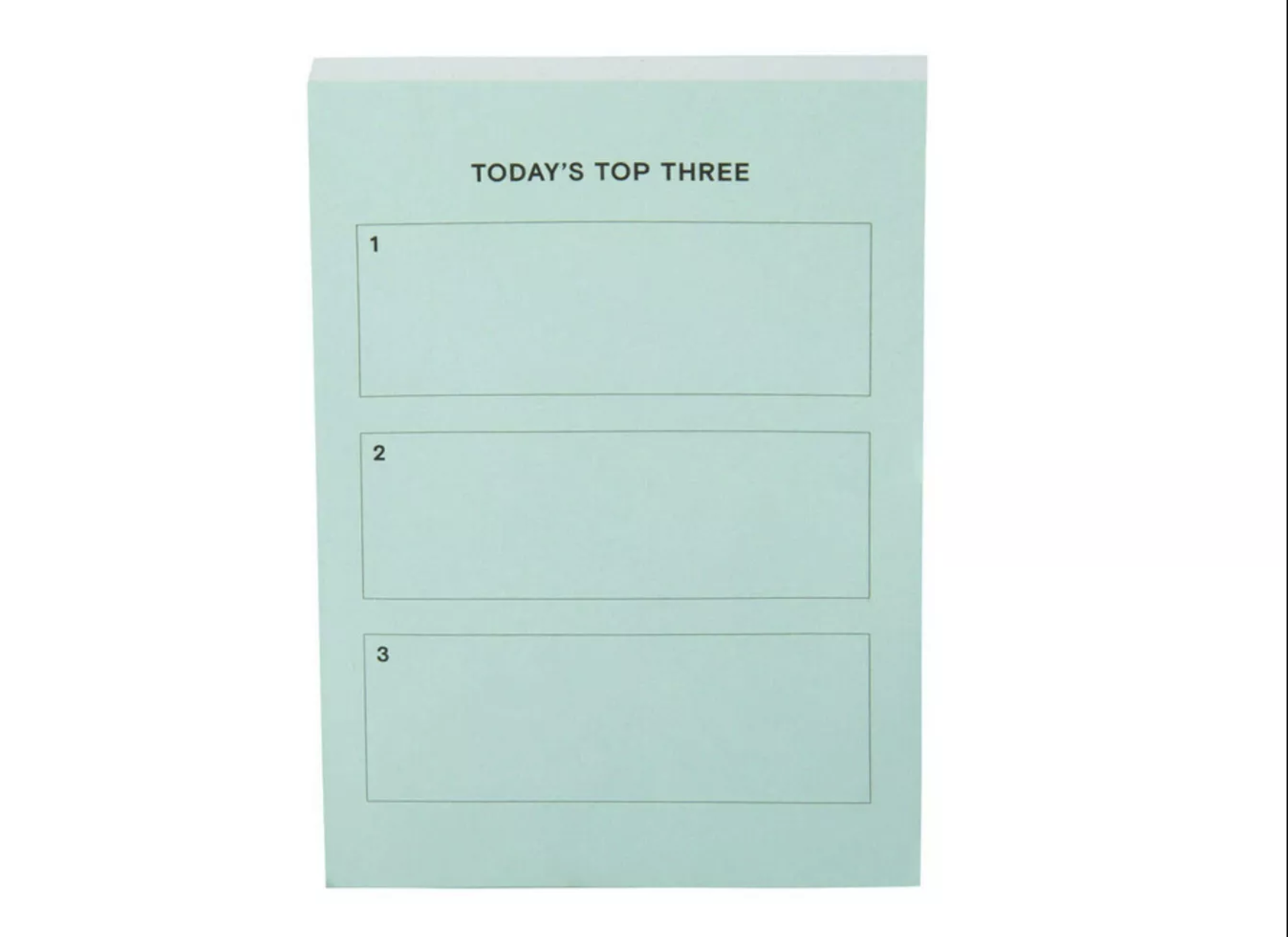 The turquoise planner with space to write "today's top three"