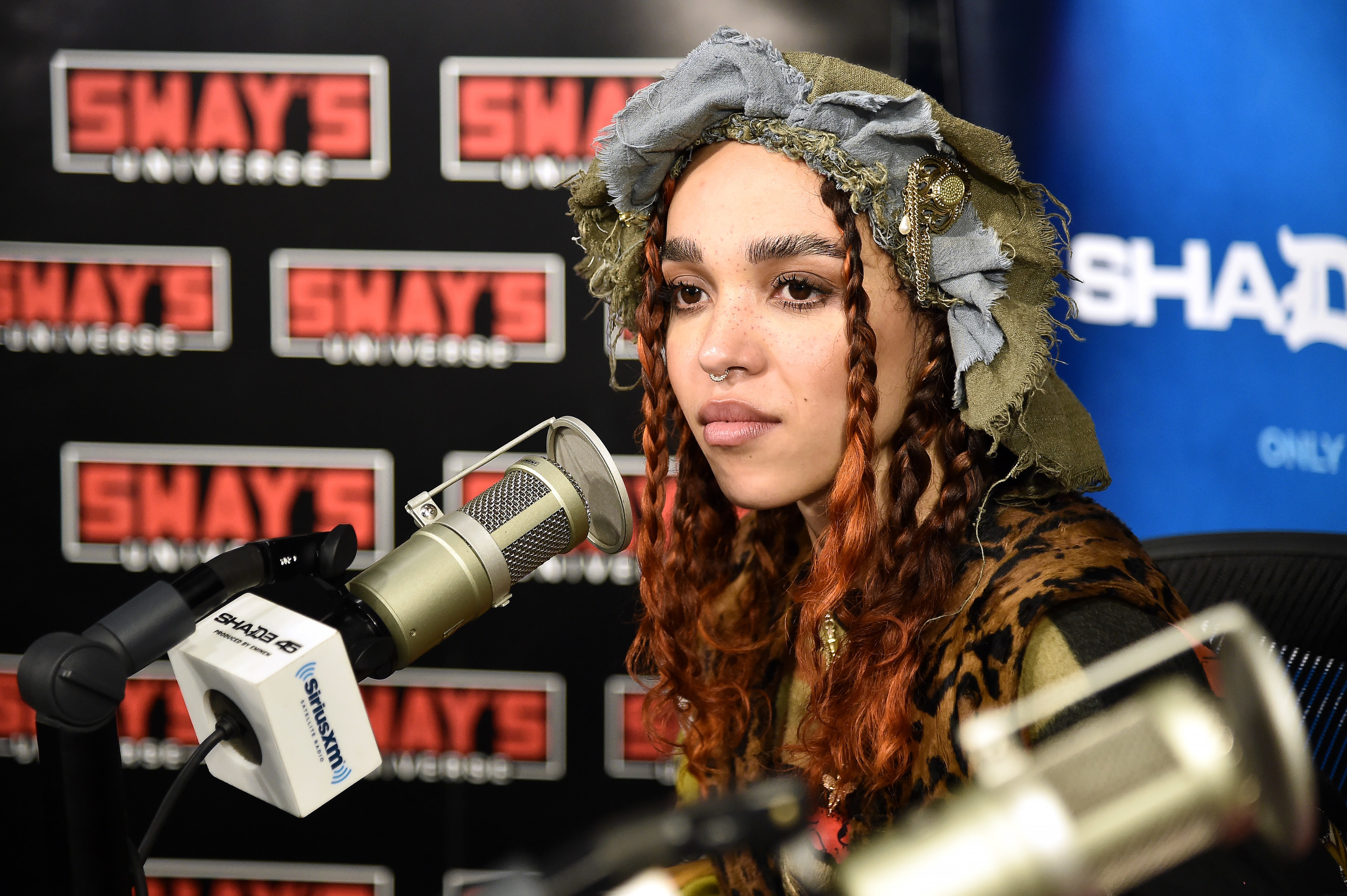 FKA Twigs, with her hair in braids, visits SiriusXM Studios for a radio interview in New York City
