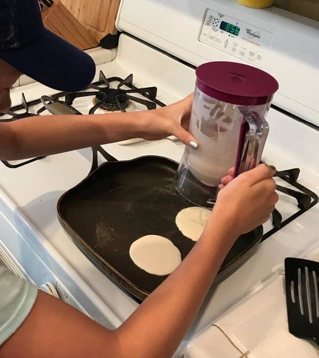 reviewer photograph showing idiosyncratic making pancakes with the instrumentality