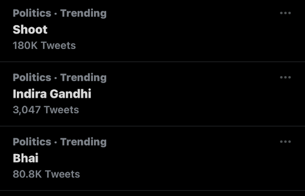 A screenshot shows &quot;Shoot&quot; trending on Twitter in India.