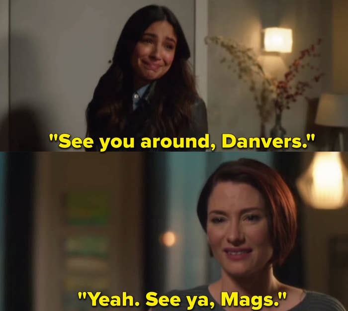 Chyler Leigh as Alex Danvers and Floriana Lima as Maggie Sawyer in the show "Supergirl."