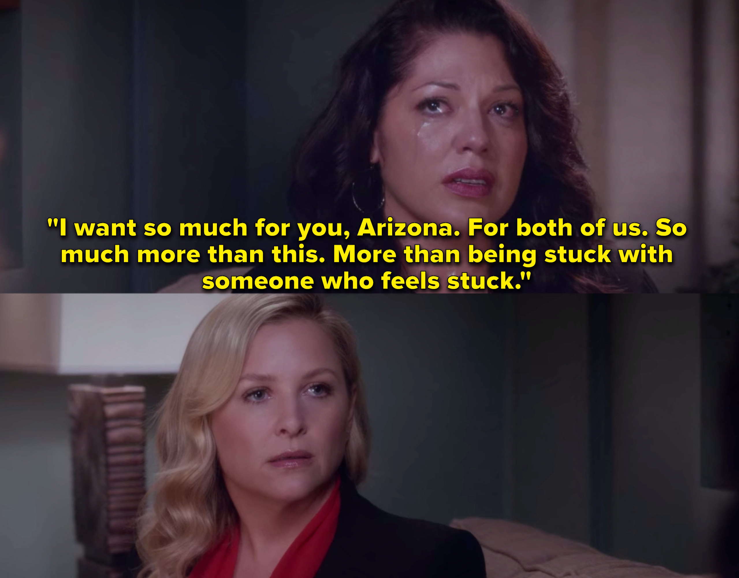 Sara Ramirez as Callie Torres and Jessica Capshaw as Arizona Robbins in the show &quot;Grey&#x27;s Anatomy.&quot;