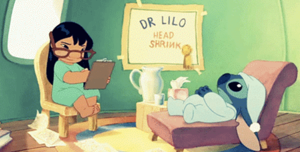 Stitch having therapy in &quot;Lilo and Stitch&quot;