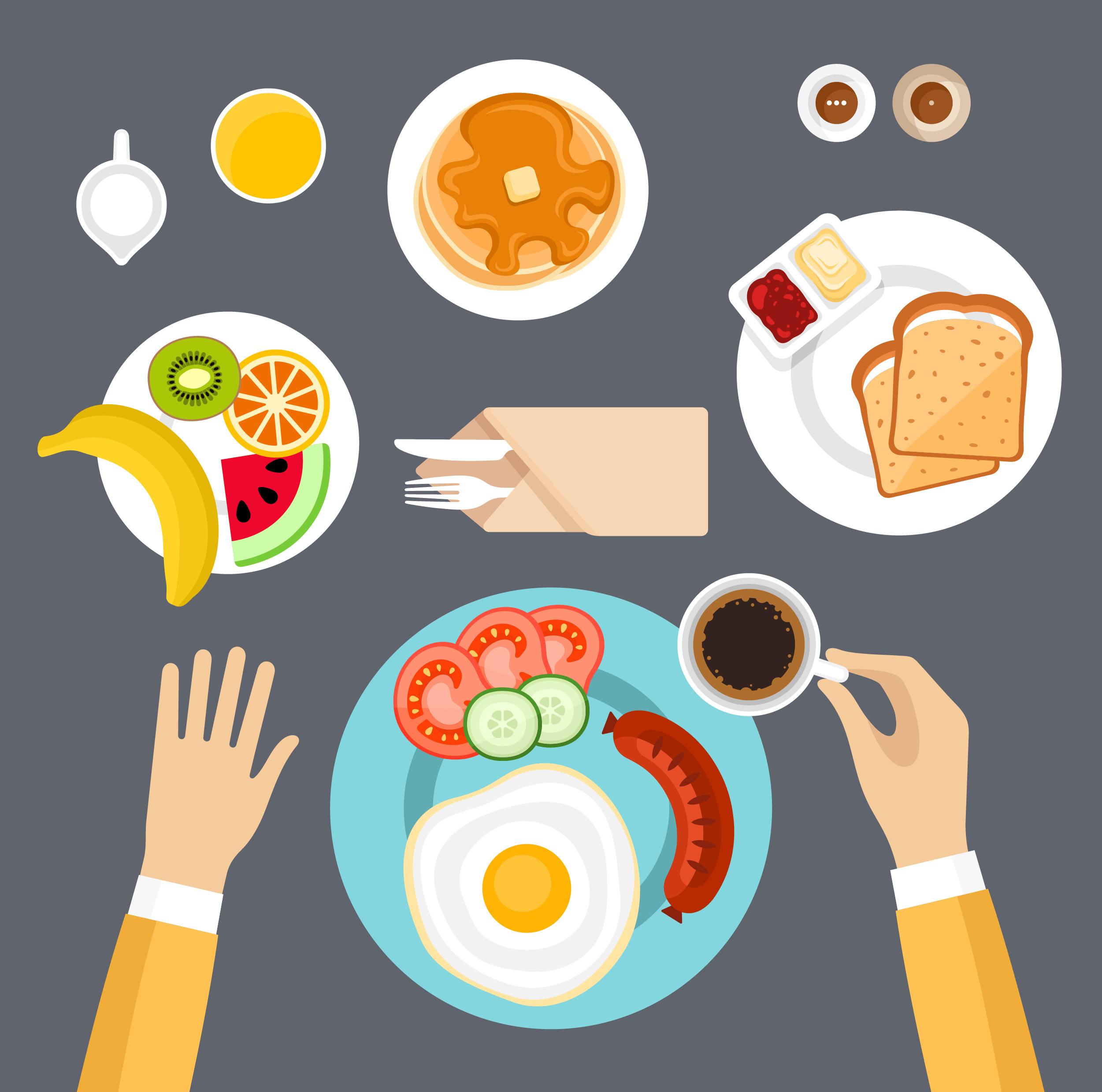 插图的人吃一个大的和健康的早餐