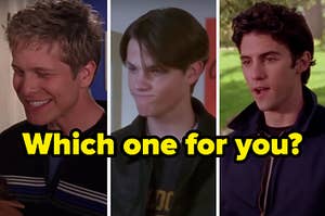 "Which one for you" written over Logan, Dean, and Jess from "Gilmore Girls"