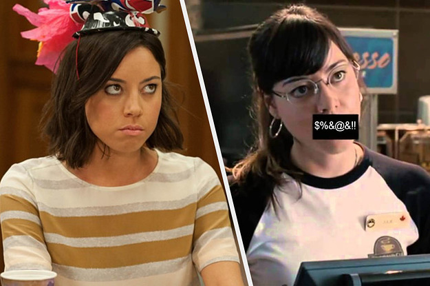 Aubrey Plaza in Parks and Rec next to her in Scott Pilgrim