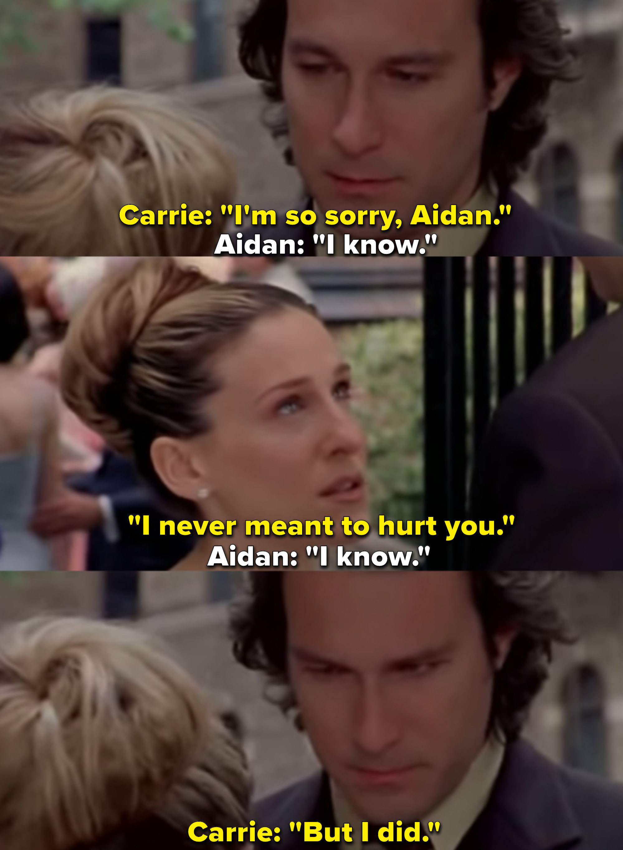 Sarah Jessica Parker as Carrie Bradshaw and John Corbett as Aidan Shaw in the show &quot;Sex and the City.&quot;