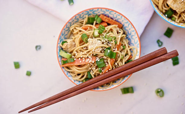 Bowl of peanut butter noodles