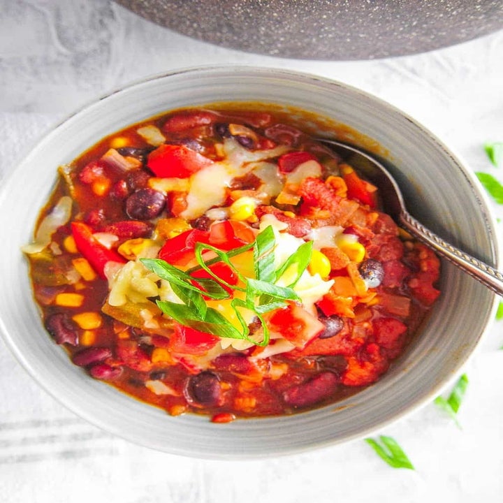 Vegetarian chili in a bowl