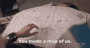 Kathryn Newtown looks at a map made by Kyle Allen and notes: You made a map of us