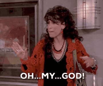 a gif of janice from friends saying &quot;oh..my..god!&quot;