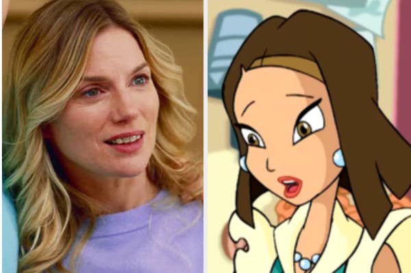 Closeup of Eva Birthistle and the animated Vaness