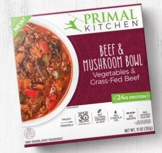 A box of beef and mushroom bowl from Primal Kitchen