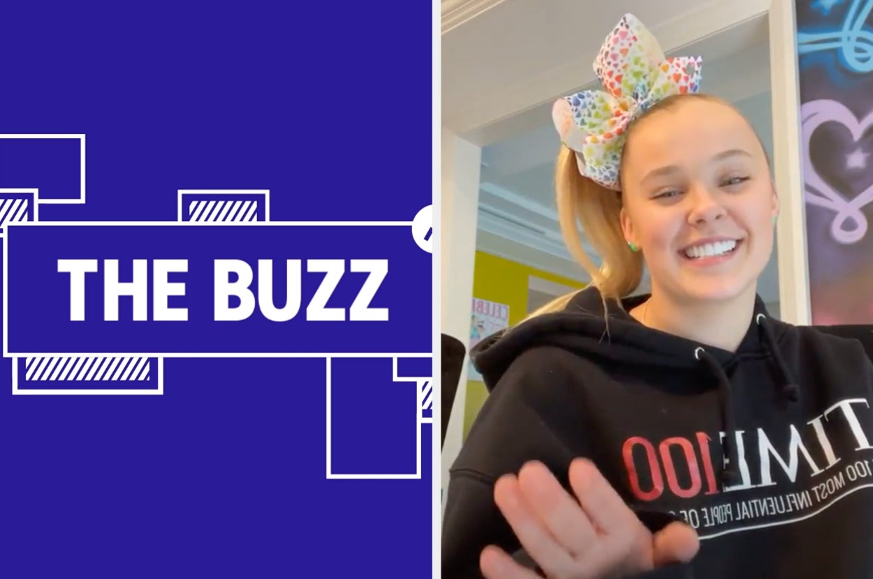 Splitscreen image with graphic on right side and photo of JoJo Siwa on the left. (CREDIT: JOJO SIWA/INSTAGRAM)