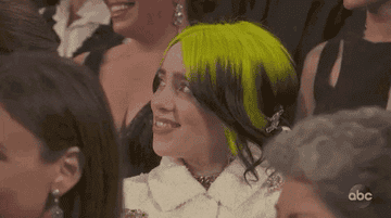 Billie Eilish looking confused at the Academy Awards