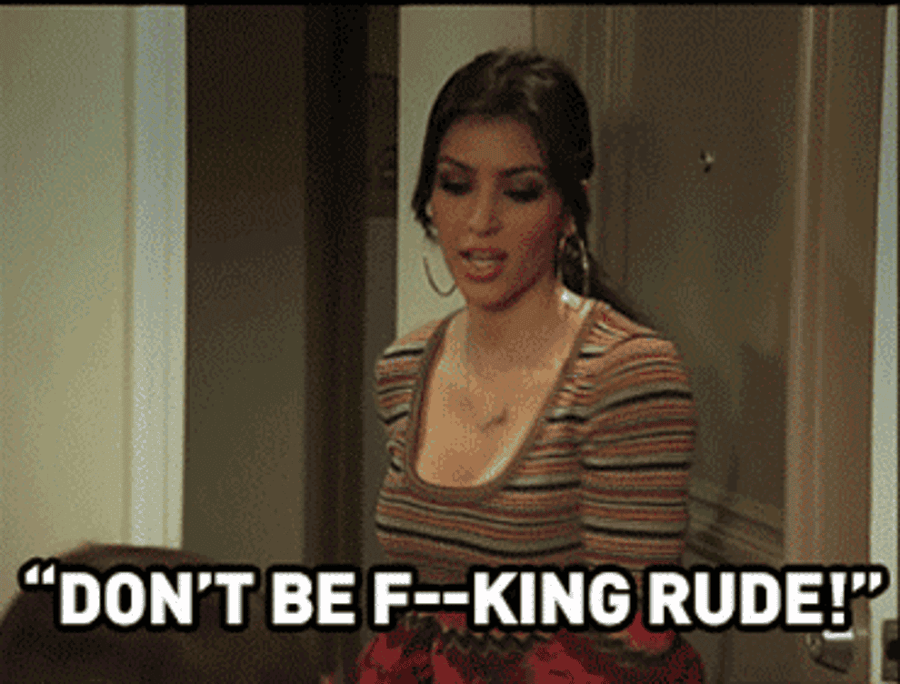 Kim Kardashian swinging her bag at Khloe saying &quot;Don&#x27;t be f--king rude!&quot;