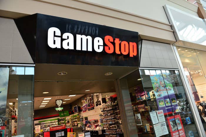 The entrance of a GameStop store