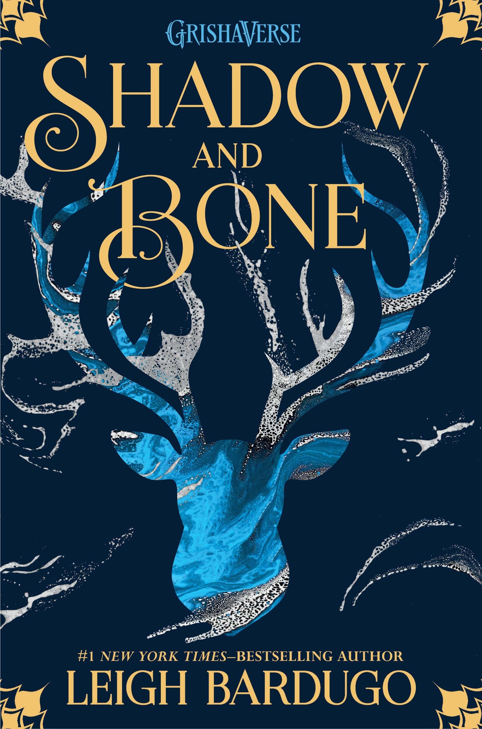 The &quot;Shadow and Bone&quot; book cover which features a light blue and white-swirled deer