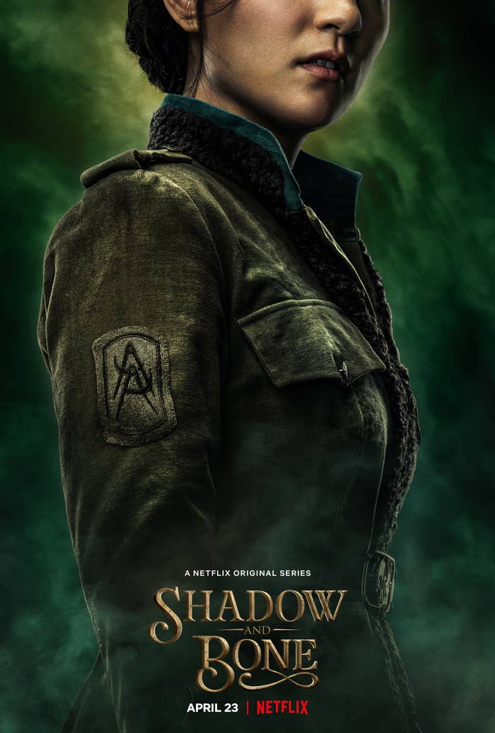 A &quot;Shadow and Bone&quot; poster featuring the date and the character of Alina