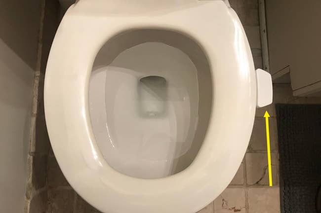 White toilet seat lifter attached to toilet seat