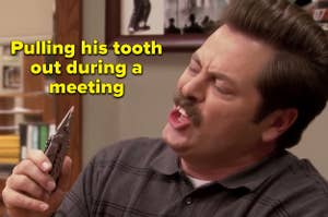 Nick Offerman as Ron Swanson in the show "Parks and Recreation."