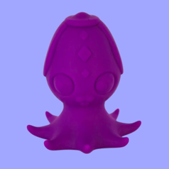 The purple toy with a bulbous octopus head and tentacles at the flared base
