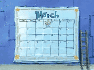 Spongebob looks at his calendar