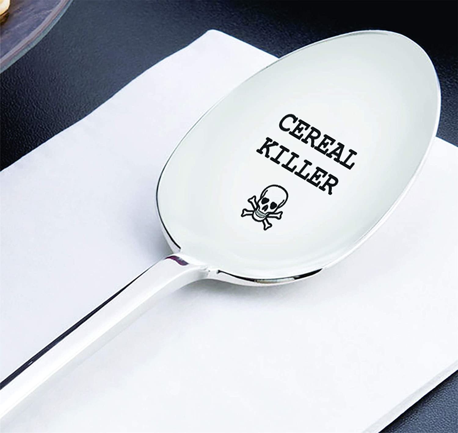 The cereal killer spoon on a napkin