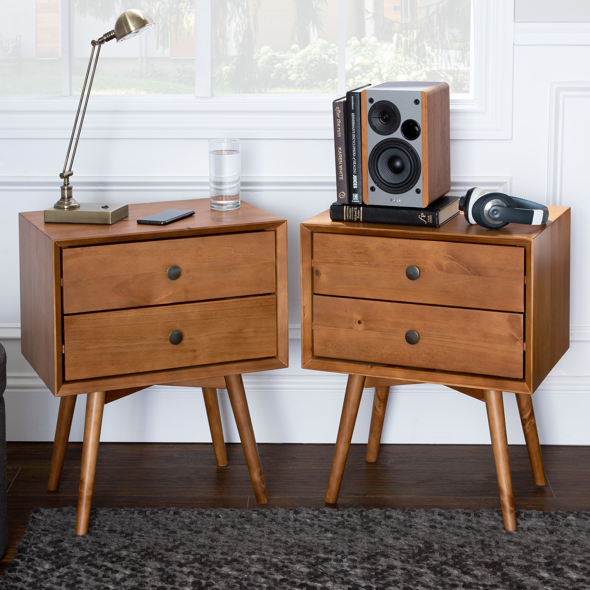 The nightstands in the color Caramel
