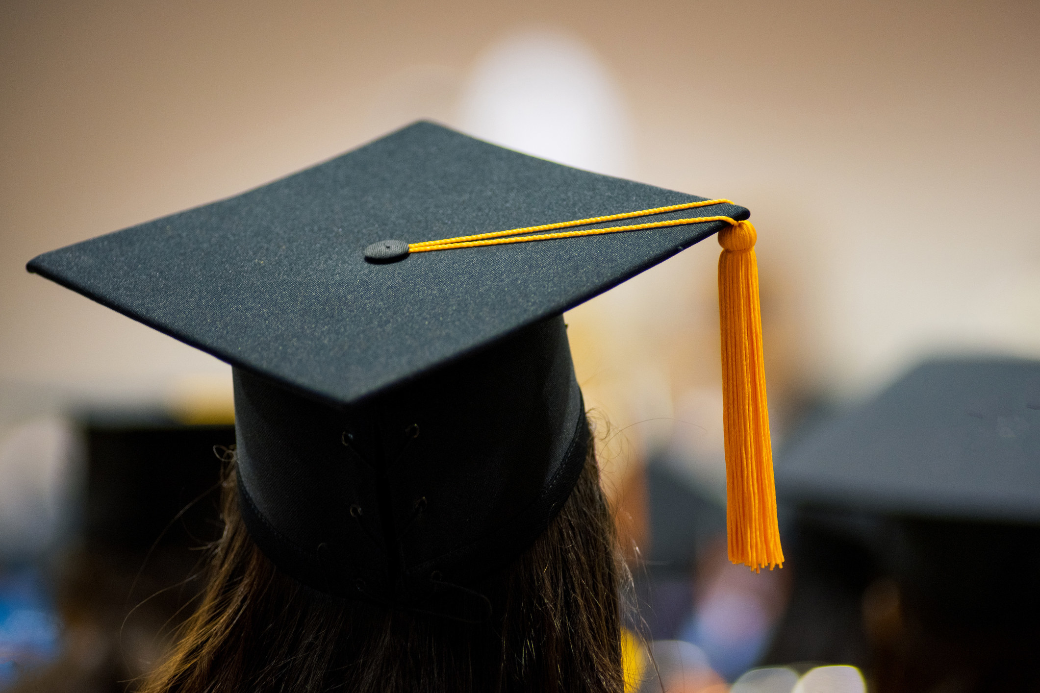 Student wearing a graduation cap