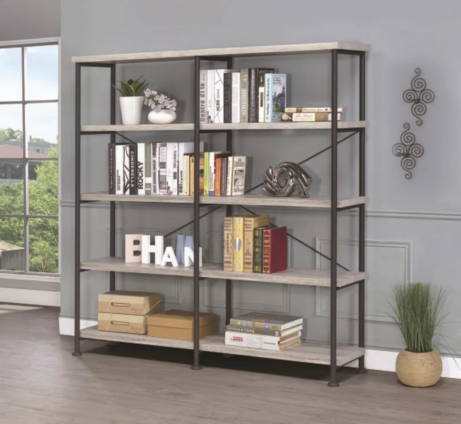 The bookcase in gray driftwood