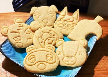 a plate of animal crossing sugar cookies