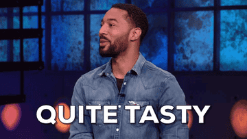 Comedian Tone Bell saying &quot;Quite tasty&quot;