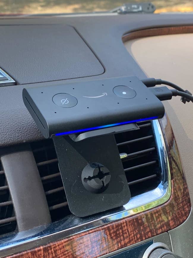 Amazon Echo Auto attached to car vent