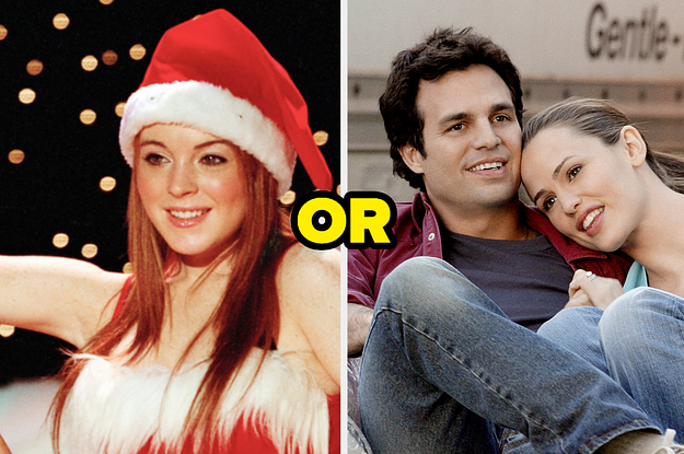 Cady from "Mean Girls" and Matt and Jenna from "13 Going on 30" with the word "or" between them