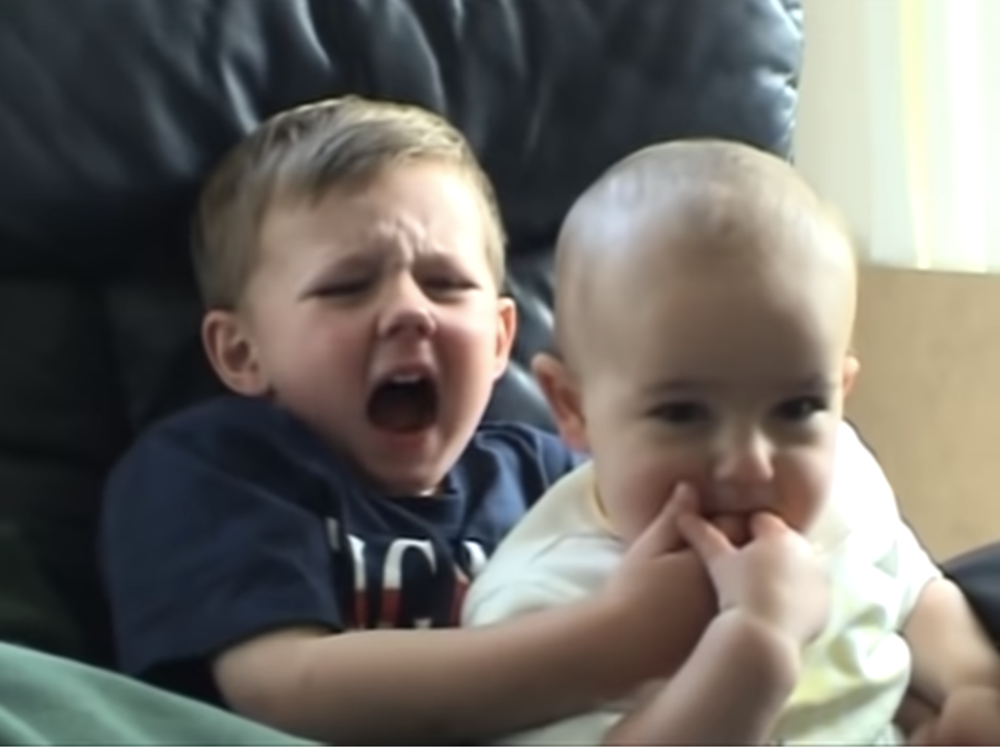 A still from the YouTube video &quot;Charlie Bit My Finger&quot;