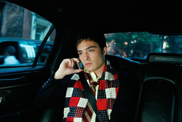 Chuck Bass on the phone in his car