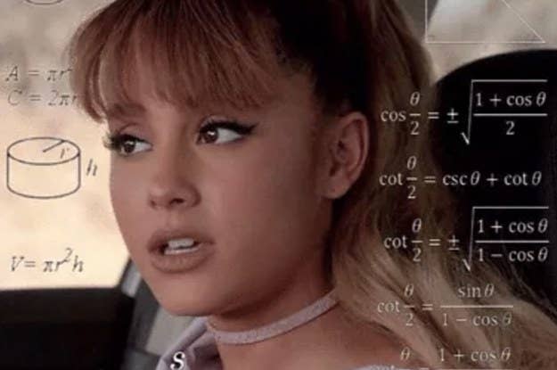 Ariana Grande surrounded by mathematical equations