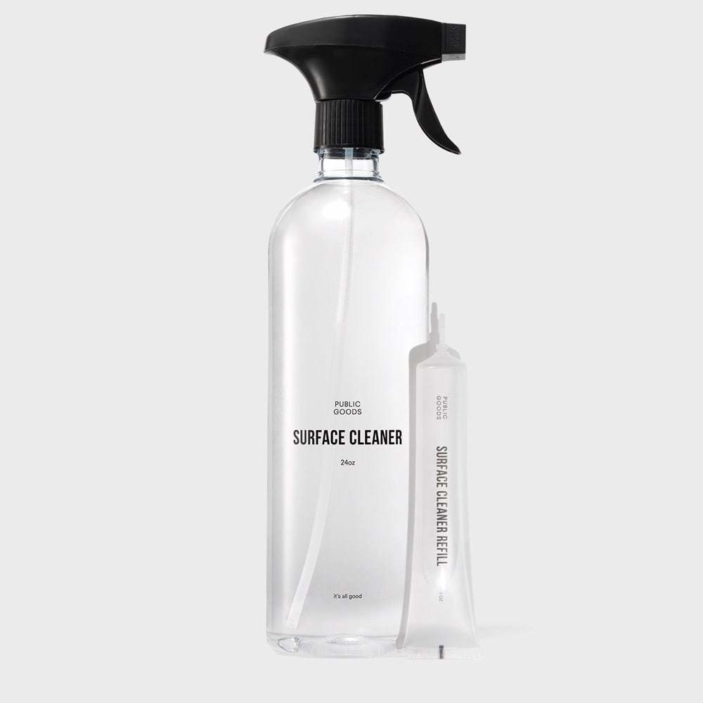 the public goods surface cleaner spray bottle and refill container