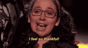A girl saying &quot;I feel so thankful&quot;
