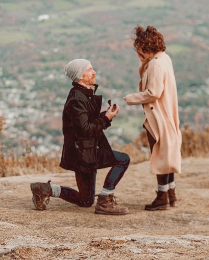 A person proposing to another person