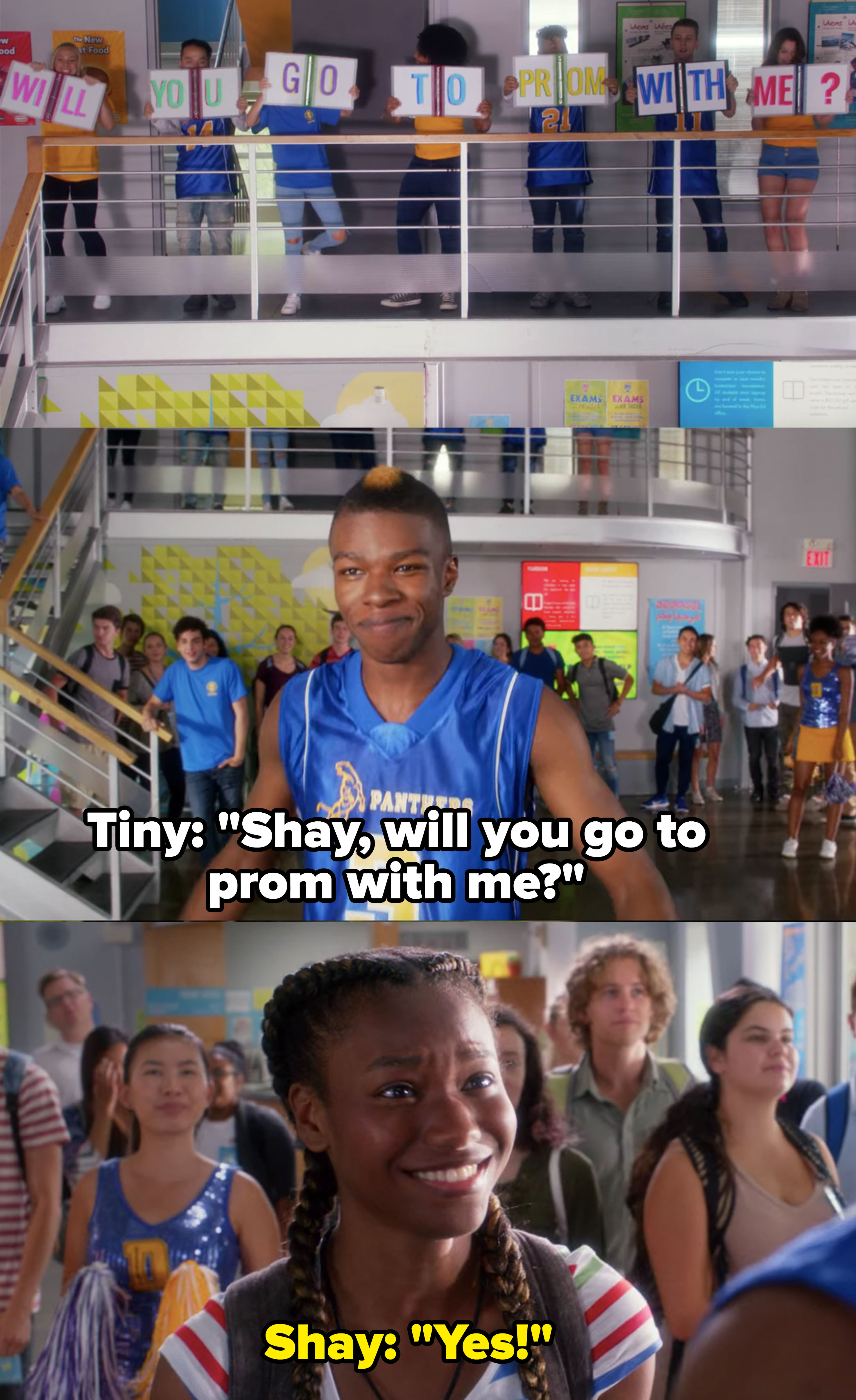 Shay&#x27;s friends hold up &quot;will you go to prom with me&quot; signs, Tiny asks Shay, she says yes