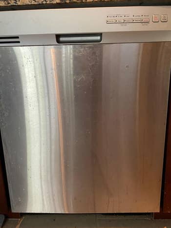 reviewer image of a dirty dishwasher door